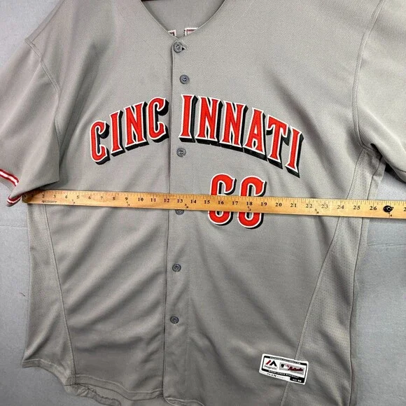 Cincinnati Reds Auth Majestic Puig Jersey Mens Sz 56 Gray Sewn FlexBase MLB - Picture 7 of 12